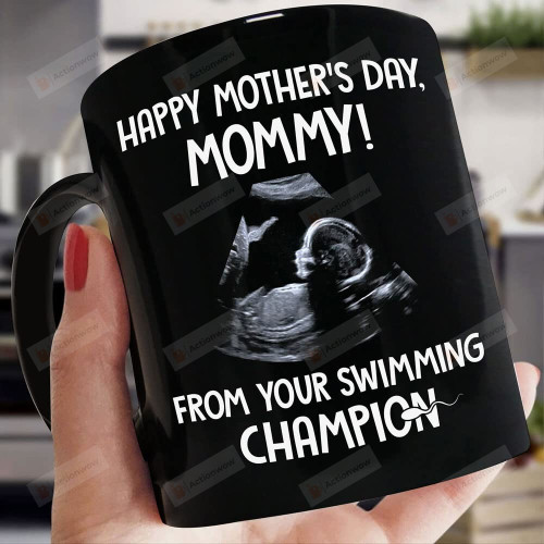 Personalized Sonogram Photo Mug Happy Mother's Day Mommy From Your Swimming Champion Mug Funny Gift For New First Mom Gift To Be From Bump Baby Gift Custom Name Mug