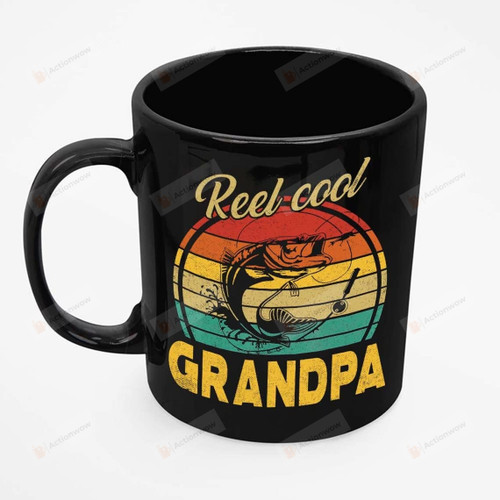 Reel Cool Grandpa Fishing Mug, Funny Father'S Day Gift For Fisherman Fisher Dad Father Grandfather From Son Daughter Inspirational Gift Birthday Summer Vocation Cup Mug 11-15 Oz Anniversary