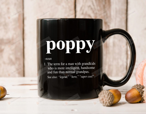 Poppy Coffee Mug, Poppy Definition Mug, Fathers Day Gifts For Dad Grandpa Pops, Gift From Grandkids