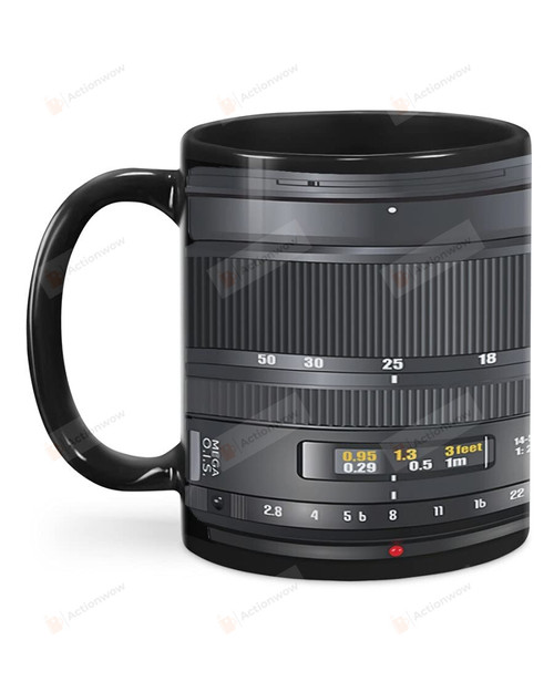 Camera Lens Photographer Mugs Unique Mug Gifts For Photographer Cameraman Gifts Photographer Lovers Gifts Black Ceramic Coffee Mug 11-15 Oz