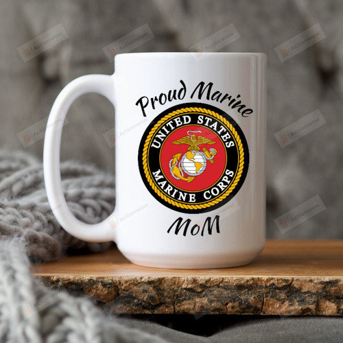 Proud Marine Mom Mug, United State Marine Corps Mug, Gifts For Mom From Son, 4th Of July Gifts