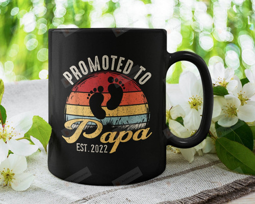 Promoted To Papa Est 2022 Ceramic Coffee Mug, New Father Dad Cute Vintage Coffee Mug, Papa Mug, Dad Mug, Daddy Mug, Fathers Day Gift From Son Daughter