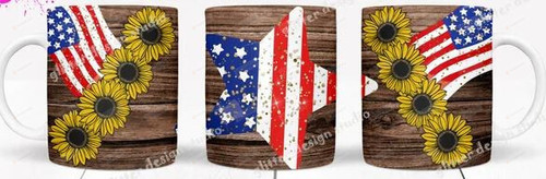 Vintage Patriotic Usa Flag Mug, Sunflowers Mug, Independence Day Mug, Happy 4th Of July Mug