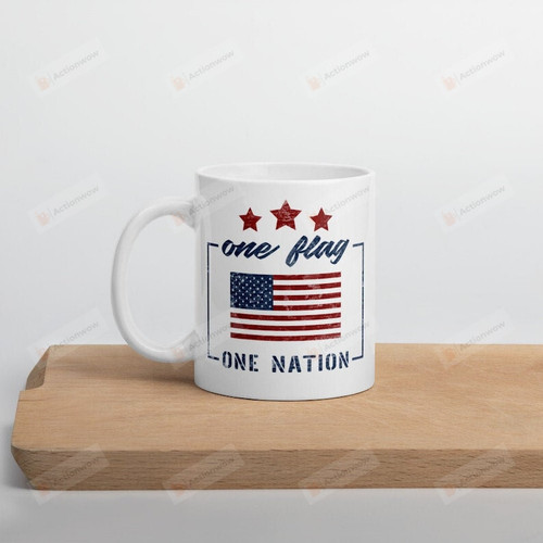 One Flag One Nation Mug, Patriotic Mug, American Flag Mug, 4th Of July Mug, Independence Day Mug