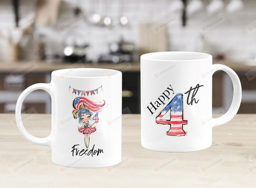 Freedom Mug, American Girl Mug, Happy 4th Of July Mug, Independence Day Mug