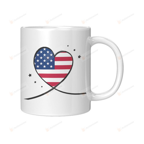 Usa Flag Heart Mug, Independence Day Mug, Happy 4th Of July Mug