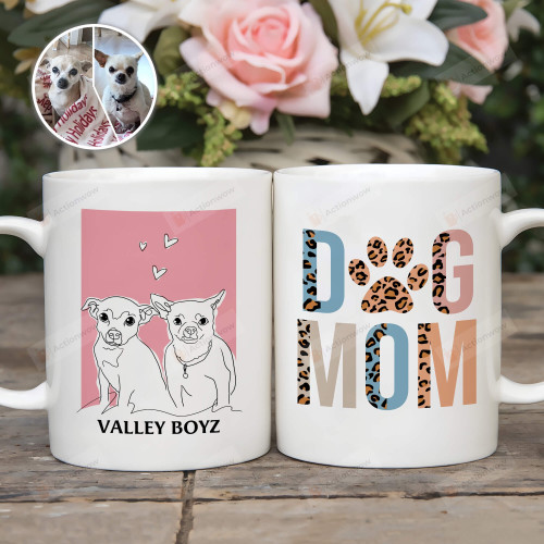Custom Name Dog Mom Mug, Custom Dog Portrait Mug, Mug Gifts For Dog Mama Lover