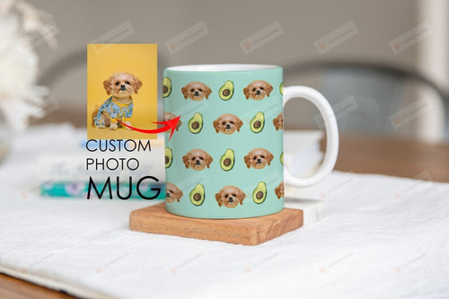 Custom Pet Portrait Mug, Avocado Mug, Dog Lover Gifts Mug