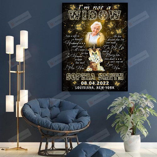 Personalized Custom Starmap Butterfly Portrait Poster Canvas, I'm Not A Widow Portrait Poster Canvas, Memorial Gift Portrait Poster Canvas