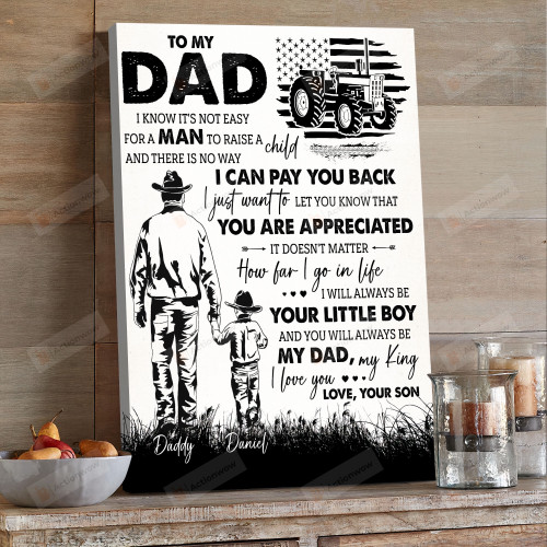 Personalized To My Dad Portrait Poster Canvas, I Know It's Not Easy For A Man To Raise A Child Portrait Poster Canvas, Father's Day Gift Portrait Poster Canvas
