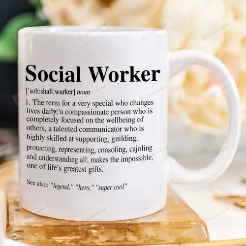 Social Worker Definition Ceramic Mug, Gifts For Social Worker, Coworker, School Social Worker Gifts