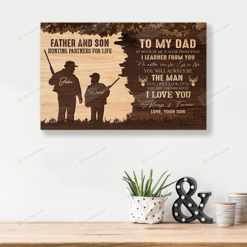 Personalized Father And Son Vertical Poster Canvas, Hunting Partner For Life Vertical Poster Canvas, Father's Day Gift Vertical Poster Canvas