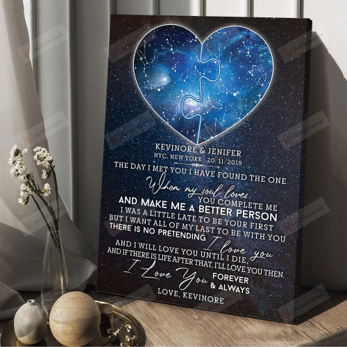 Personalized The Day I Met You I Found The One Custom Star Map Portrait Poster Canvas, Whom My Soul Loves Portrait Poster Canvas, Couple Gift Portrait Poster Canvas