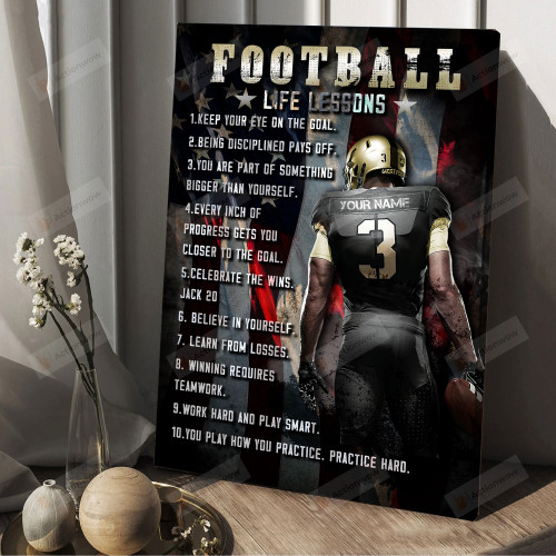 Personalized Football Portrait Poster Canvas, Life Lesson Portrait Poster Canvas, Football Lovers Gifts Portrait Poster Canvas