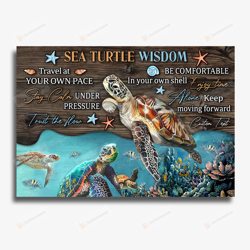 Sea Turtle Wisdom Vertical Poster Canvas, Travel At Your Own Pace Vertical Poster Canvas, Turtle Lover Gift Vertical Poster Canvas