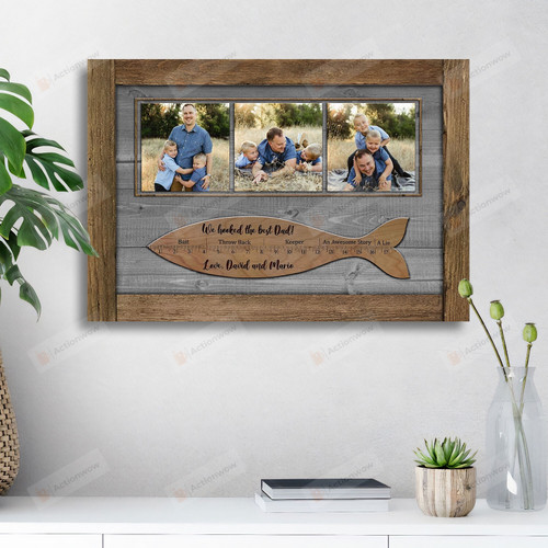 Personalized We Hooked The Best Dad Vertical Poster Canvas, Fishing Dad Vertical Poster Canvas, Fathers Day Gifts Vertical Poster Canvas