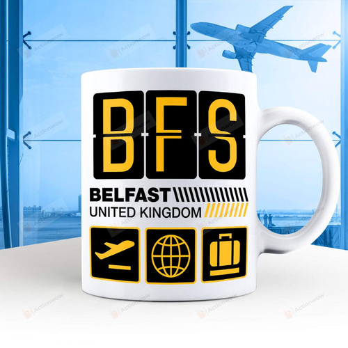 Belfast Airport Tag Norther Ireland Vacation Travel Bfs Airport Code Belfast Holiday Mug Bfs Luggage Tag Belfast Gifts Souvenir Mug