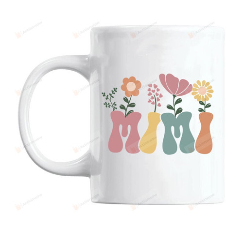 Mimi Floral Ceramic Mug, Gifts For Grandma Mimi Nana From Grandkids, Family Gifts On Birthday, Thanks Giving, Christmas