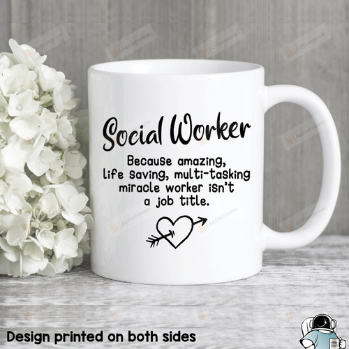 Social Worker Mug, Amazing Life Saving Miracle Worker Coffee Mug, Gifts For Coworkers, Gifts For Social Workers