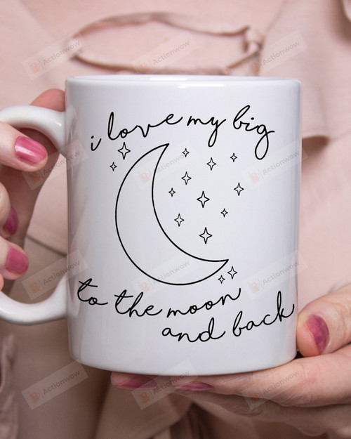 I Love My Big To The Moon & Back Coffee Mug, Moon Mug Gifts For Her, Couple Mugs