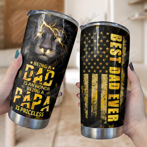 Best Dad Ever Lion Tumbler Gifts, Proud American Dad, Fathers Day Gifts For Dad Papa Father From Kids, Gifts For Men, Birthday, Thanks Giving, Christmas