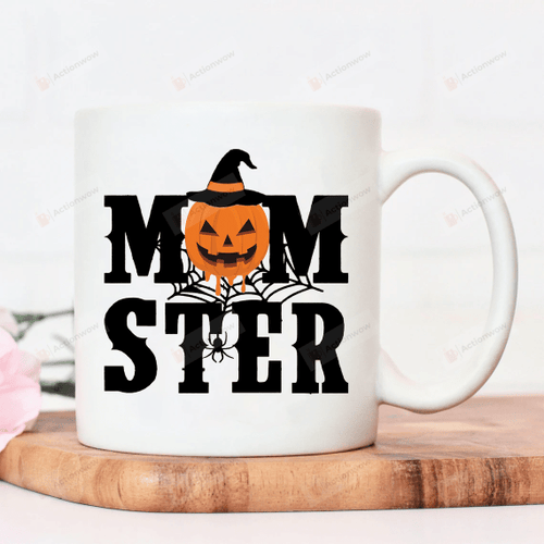 Momster Mug, Momster Pumpkin Spiderweb Mug, Funny Halloween Mug, Fall Mug, Mom Life Mug, Cool Mom Coffee Mug, Momster Halloween Mug, Funny Mom Mug, Halloween Gift For Woman, Happy Halloween