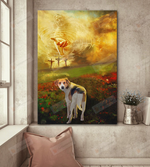 Jesus And Beagle Vertical Poster Home Decor Wall Art Print No Frame Or Canvas 0.75 Inch Frame Full-Size Best Gifts For Birthday, Christmas, Housewarming, Anniversary