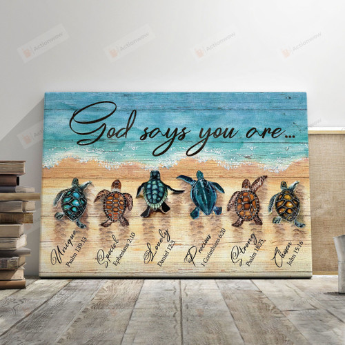 Christian Wall Art Sea Turtles, God Says You Are Jesus Canvas Print, Jesus Poster Canvas Art