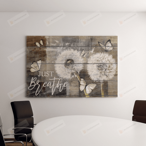 Christian Wall Art Dandelions And Butterfly, Just Breath Jesus Canvas Print, Jesus Poster Canvas Art