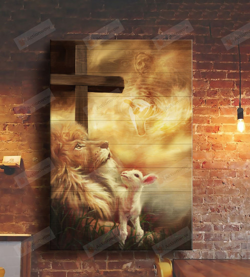 The Aura Of Jesus And Lion Goat Vertical Poster Home Decor Wall Art Print No Frame Or Canvas 0.75 Inch Frame Full-Size Best Gifts For Birthday, Christmas, Housewarming, Anniversary