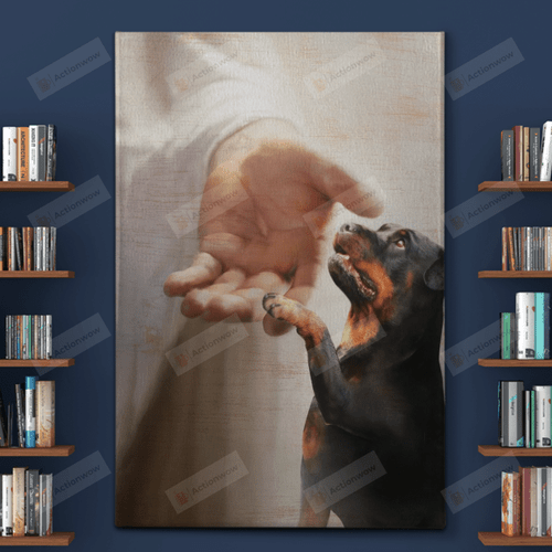 Rottweiler - Take My Hand Vertical Poster No Frame Or Canvas 0.75 Inch Framed Home Decor Wall Art Print Full Size Best Gift For Jesus Lovers, Christian On Christmas, Birthday, Thanksgiving