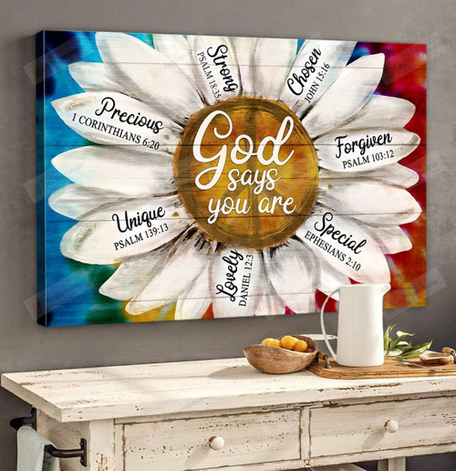 Christian Wall Art Daisy, God Says You Are Jesus Canvas Print, Jesus Poster Canvas Art