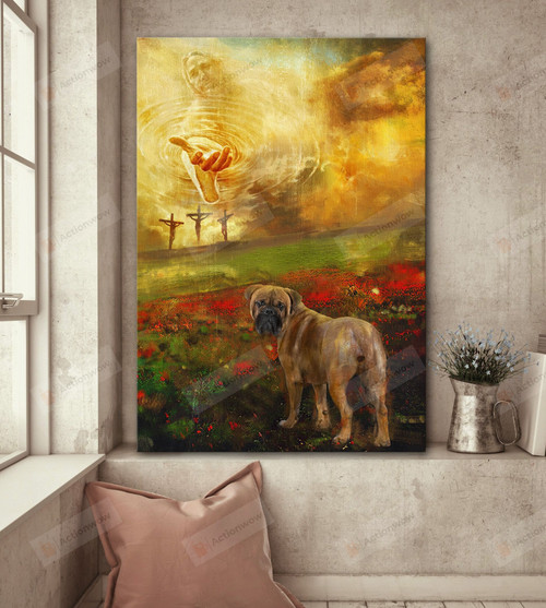 Jesus And English Mastiff Vertical Poster Home Decor Wall Art Print No Frame Or Canvas 0.75 Inch Frame Full-Size Best Gifts For Birthday, Christmas, Housewarming, Anniversary
