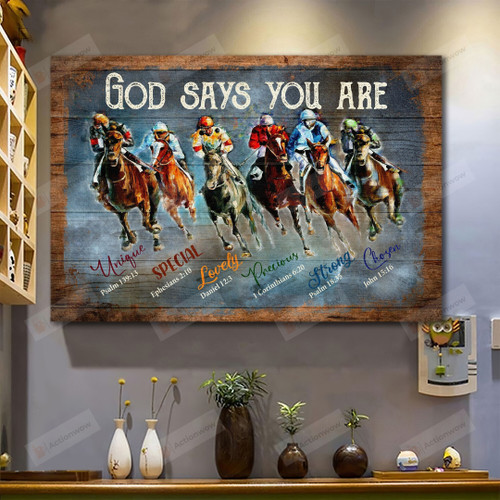 Christian Wall Art Horse Racing, God Says You Are Jesus Canvas Print, Jesus Poster Canvas Art