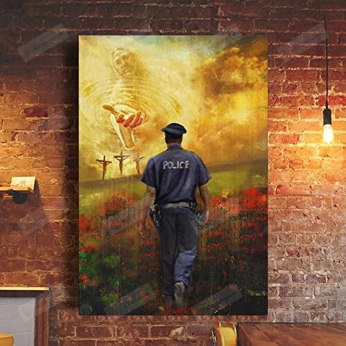 Jesus Hands Out To Police Christian Wall Art Poster Canvas, Police Jesus Canvas Print, Jesus Poster Canvas Art