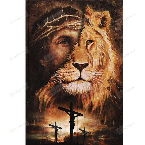 Jesus Soul And Lion Of Judah Christian Wall Art Poster Canvas, Amazing Combination Jesus Canvas Print, Jesus Poster Canvas Art