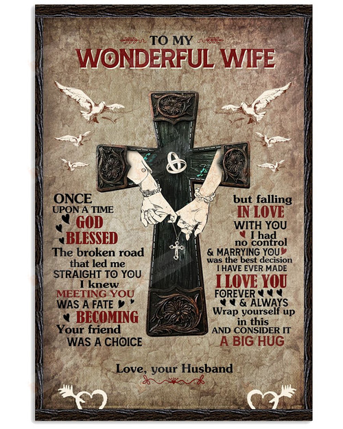 Personalized To My Wonderful Wife Christian Wall Art Poster Canvas, Gift From Husband Canvas Print, Jesus Poster Canvas Art