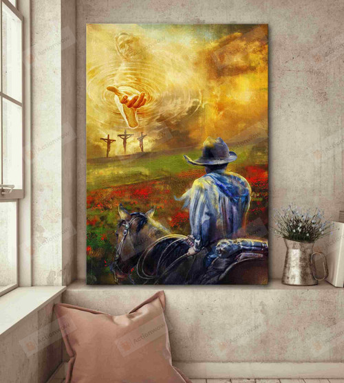 Jesus And Cowboy Poster Canvas, Cowboy Gift Poster Canvas Print, Jesus Poster Canvas Art