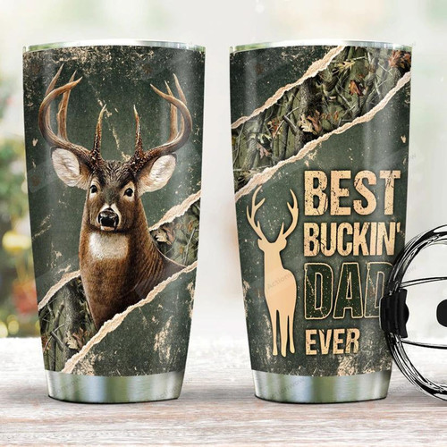 Hunting Dad Tumbler, Best Buckin Dad Ever Tumbler, Deer Hunter Cup, Birthday Gift For Daddy