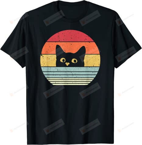 Cat Shirt Retro Style Shirt, Black Cat Shirt, Cat Lovers Shirt, Retro Cat, Pet Owners Shirt, Gifts For Cat Dad Cat Mom, For Cat Lovers