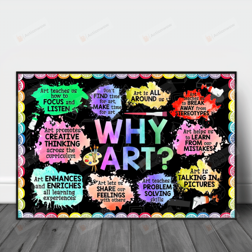 Why Art Poster, Growth Mindset Art Poster, Art Classroom Poster, Gift For Teacher, Back To School Art Picture Home School Wall Decor Horizontal Poster No Frame Or Canvas 0.75 Inch Frame Full Size