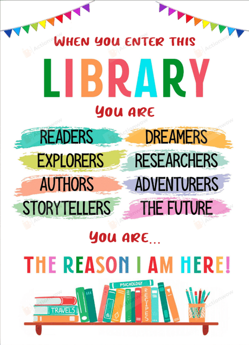 Back To School Poster When You Enter This Library Poster, Librarian Decor, Printable School Library Poster Classroom Decorations Back To School School Sign Instant Print, Gift For Librarian Library Wall Art