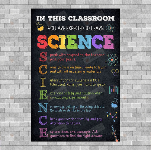 In This Classroom Science Class Rules Poster Canvas, Back To School Gift Poster Canvas Art