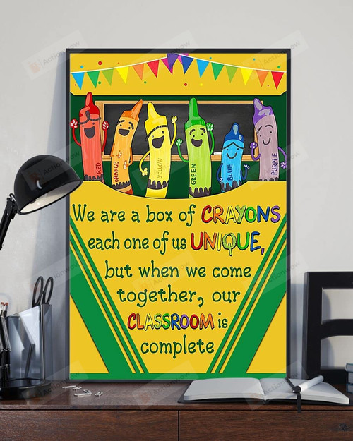 We Are A Box Of Crayons Wall Art Poster Canvas, Back To School Gift Poster Canvas Art
