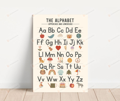 Alphabet Poster Canvas, Educational Wall Art, Homeschool Classroom Decor, Abc Poster, Back To School Poster