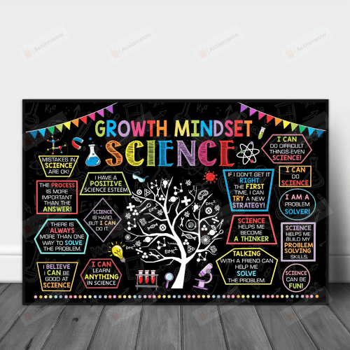 Growth Mindset Science Poster Science Classroom Poster Gifts For Teacher, Classroom Decorations Poster No Frame Full Size Or Canvas 0.75 Wall Art Home Decor For Back To School