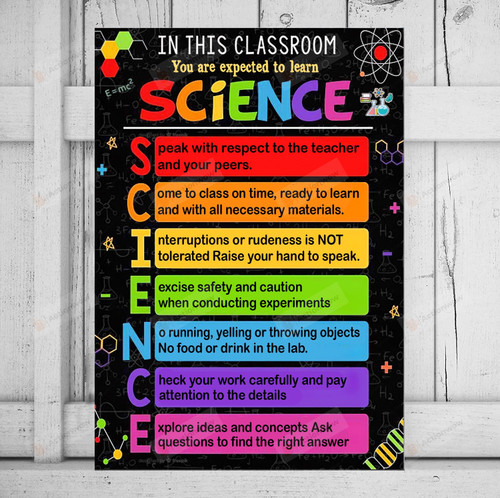 In This Science Classroom Poster Canvas, Gift For Student Teacher, Motivational Science Classroom Welcome Wall Art Decor, Back To School Gifts