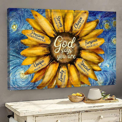 God Says You Are Wall Art Poster Canvas, Sunflowers Jesus Canvas Print, Jesus Poster Canvas Art