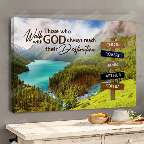 Personalized Mountain Background Wall Art Poster Canvas, Those Who Walk With God Always Reach Their Destination Canvas Print, Jesus Poster Canvas Art