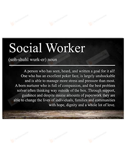 Homelight Social Worker Definition Poster, Funny Social Worker Gifts For Men Women Horizontal Poster No Frame Full Size 18x12 24x16 36x24 For Birthday, Christmas